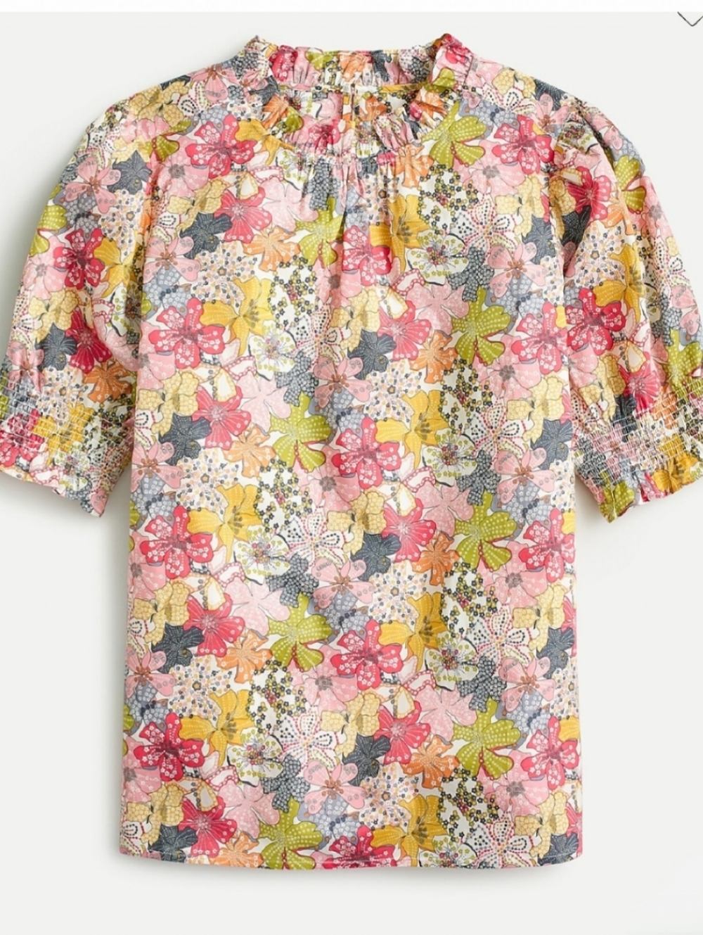 J. Crew Smocked Puff-sleeve Top In
Liberty Mauvey Floral